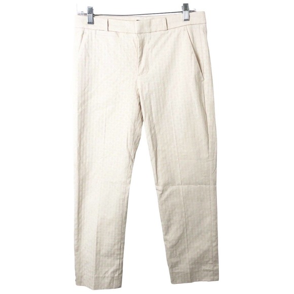 Banana Republic NWT Women's The Avalon Jacquard Boy Crop Pants in Ivory Size 4 - Picture 1 of 10